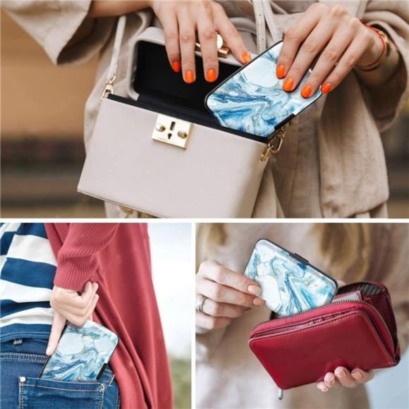 Mini Credit Card Holder, RFID Blocking Slim Hard Card Case ID Case Travel Wallet - Picture 3 of 7